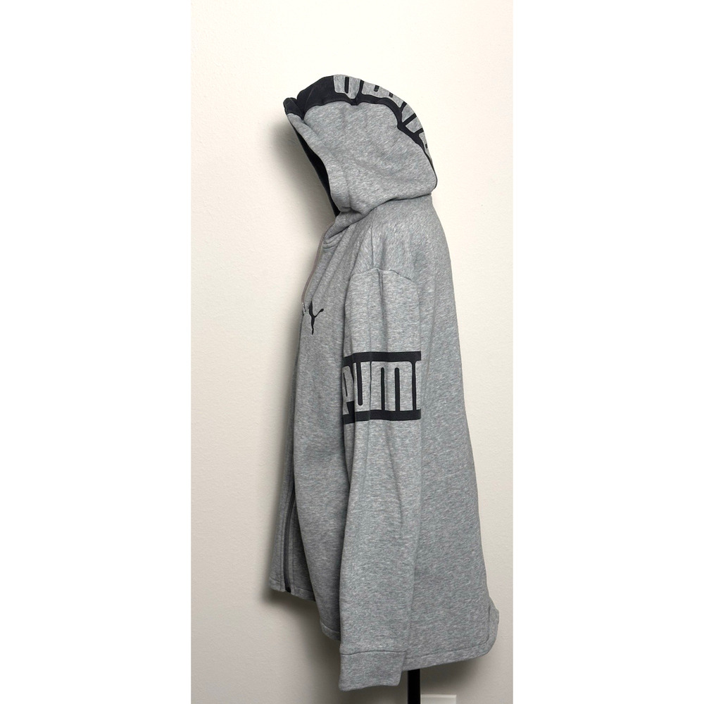 Puma Gray Signature Zip Front Hoodie Hooded Jacket Sweatshirt Men's M - Picture 6 of 16